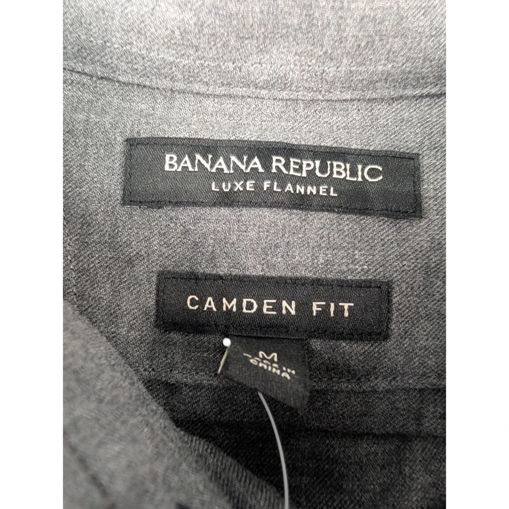 Banana Republic Luxe Flannel Shirt Men's M Gray Camden Fit Button Down New